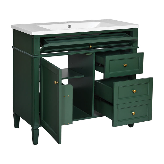 Bathroom Vanity & Top Sink, Modern Bathroom Storage Cabinet With 2 Drawers And A Tip-Out Drawer