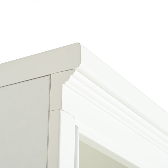 Retro Style 75'' Tall Display Shelf With Cabinet For Hallways Living Room Kitchen - White