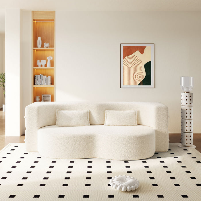 Modern Floor Sofa With 2 Pillows, Twin Size For Living Room