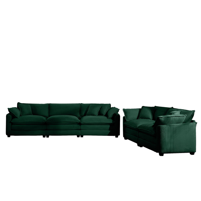 Elegant Corduroy Oversized Sectional Sofa Set With Deep Seats And Flexible Layout
