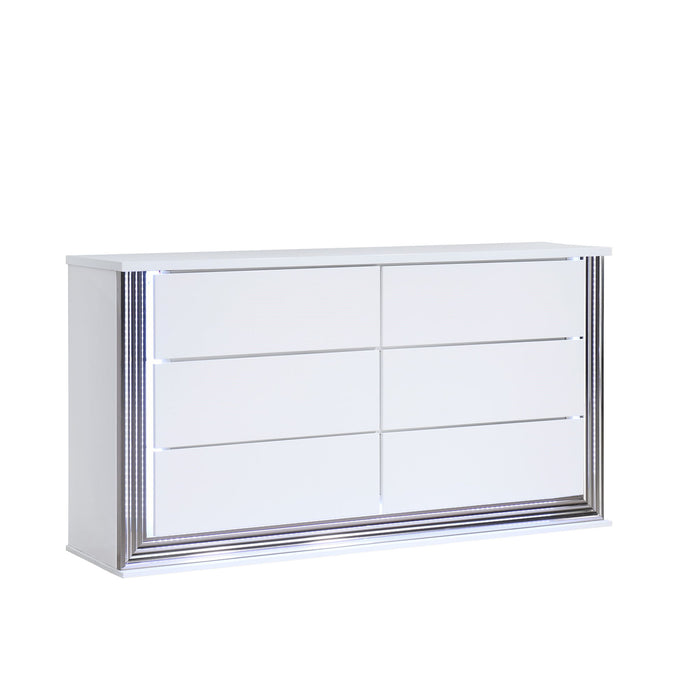 Moon - Smooth Dresser With LED - White