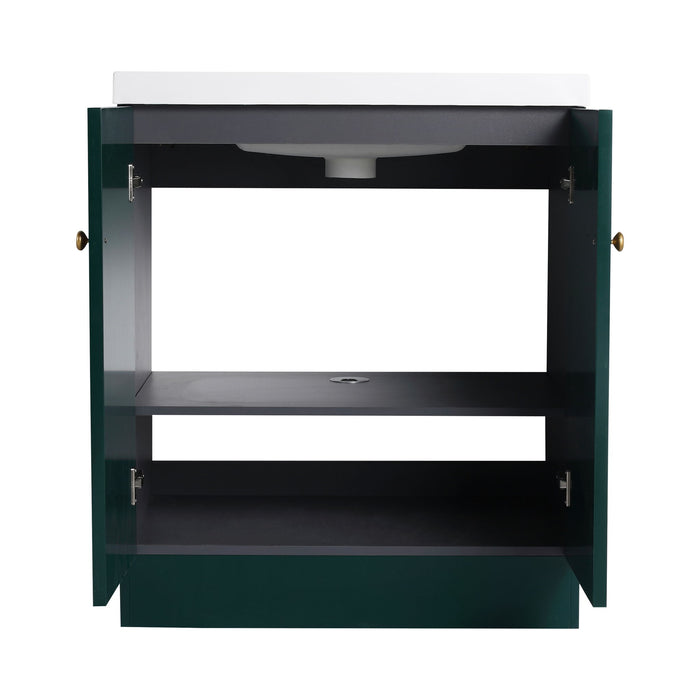 Contemporary Freestanding Bathroom Vanity With Resin Sink & Soft-Close Cabinet Doors