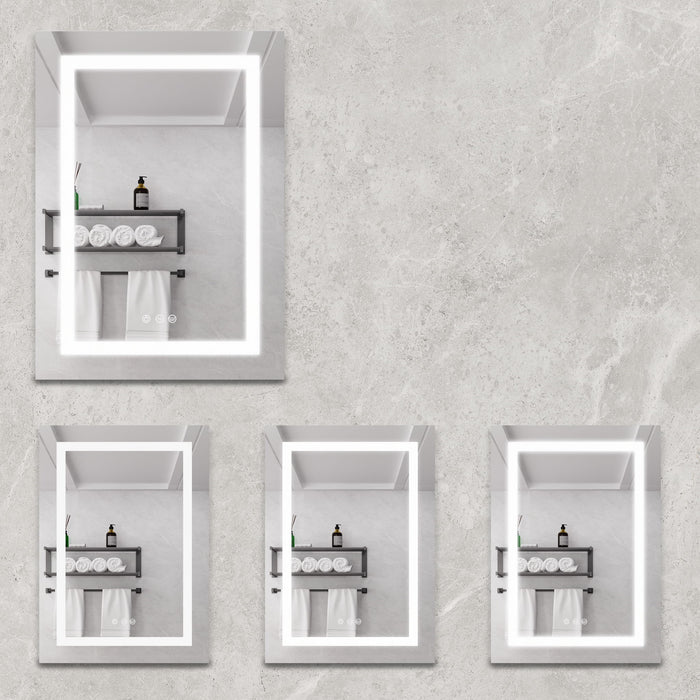 20 X 28" Bathroom Medicine Cabinet With Mirror Wall Mounted LED Bathroom Mirror Cabinet With Lights, Anti-Fog, Waterproof, Dimmable, 3000K~6000K, Single Door, Touch Swich, Storage Shelves - Silver