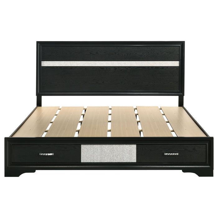 Miranda 51-inch Wood California King Storage Panel Bed Black
