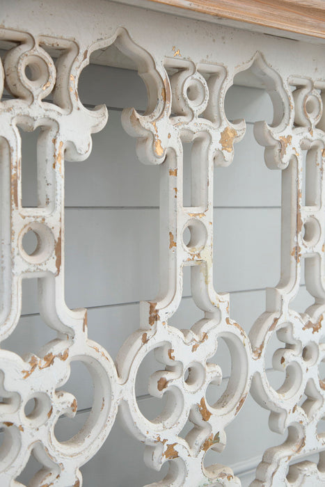 Classic Vintage Wash Console Table With Wood Top - Brown / Antique White