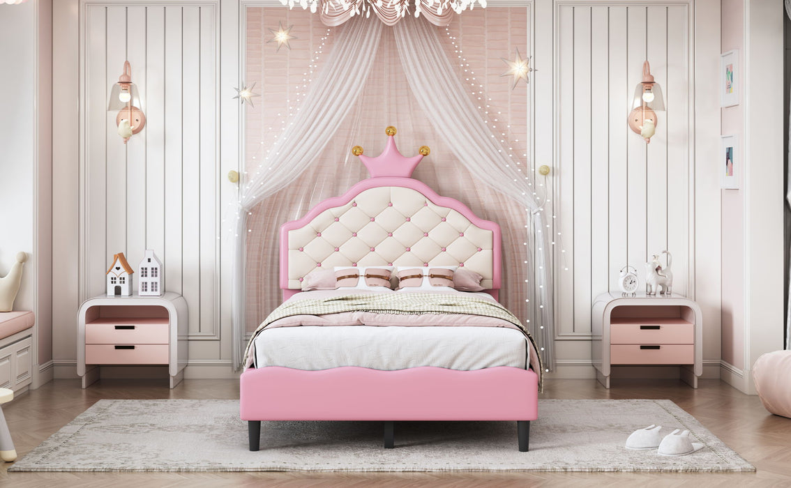 Lovely Crown Fantasy Princess Bed With Tufted Headboard