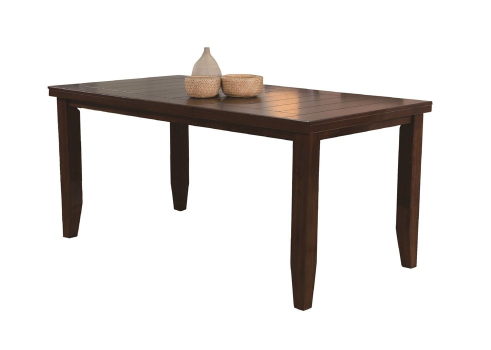 Contemporary Style Dining Rectangular Table With18" Leaf Tapered Block Feet Brown Espresso Finish Dining Room Solid Wood Wooden Furniture