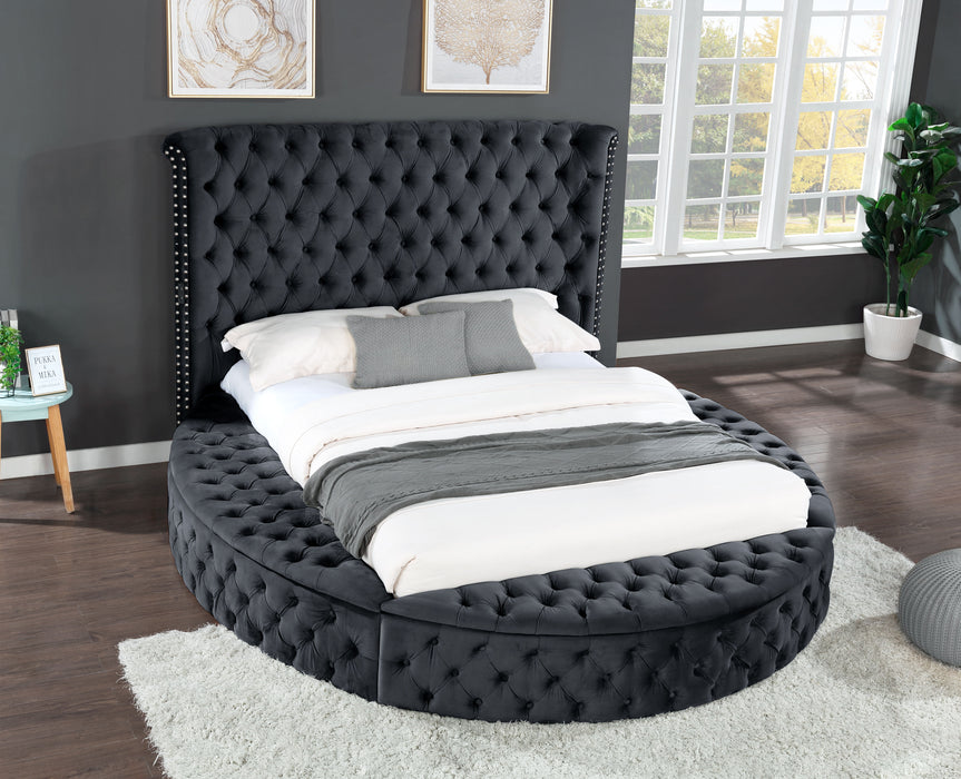 Hazel Queen 4 Pieces Bedroom Set Made With Wood In Black Color