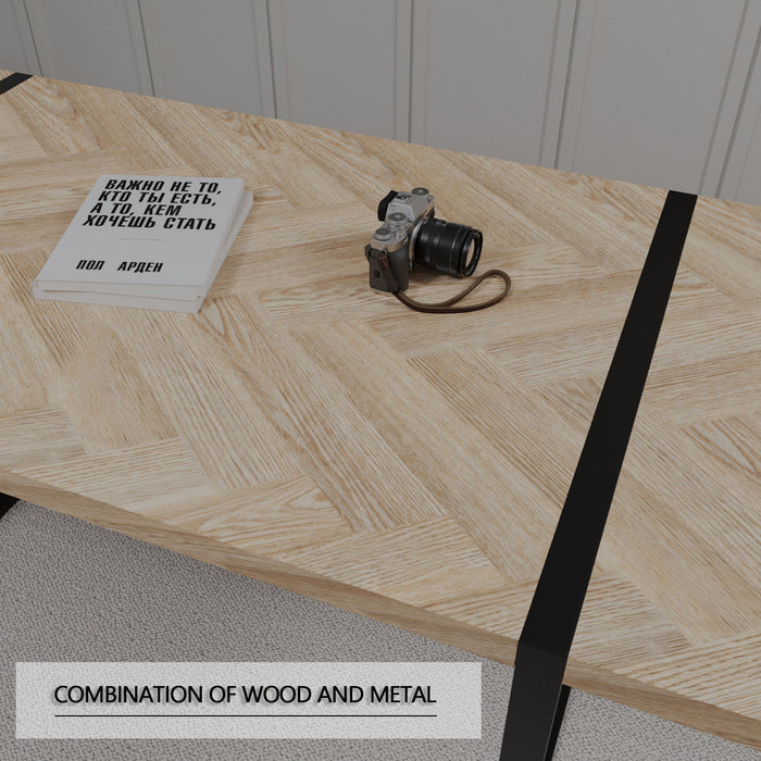 Modern Dining Table & Suede Chair Set WIth Rectangular Metal Base