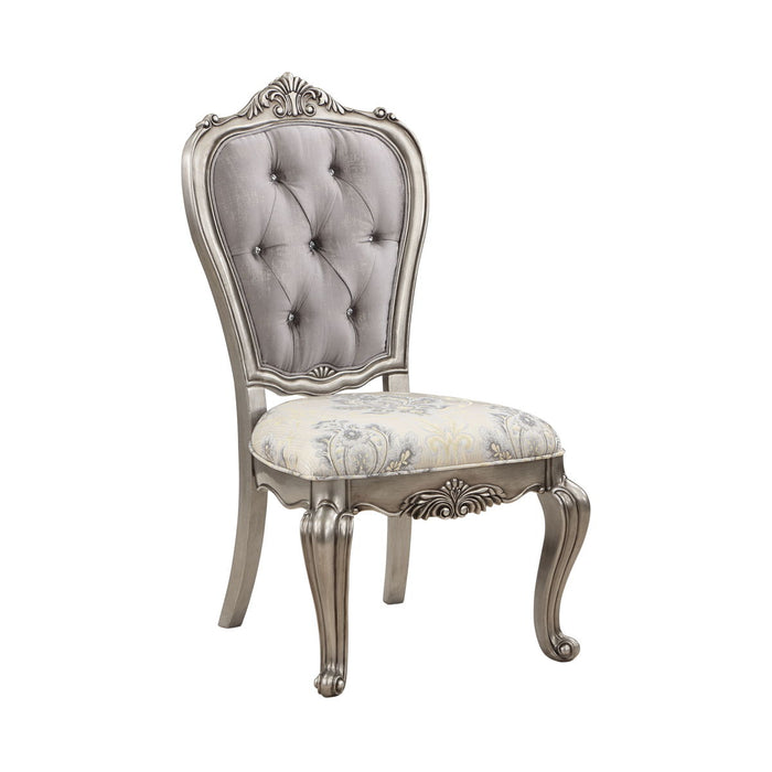 Acme Ariadne Arm Chair (Set of 2) Velvet & Antique Plantinum Finish