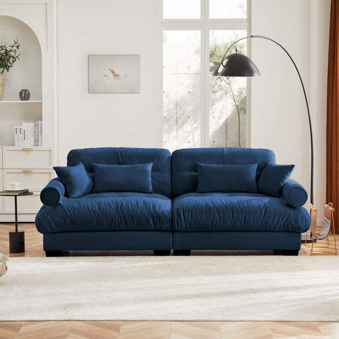 Modern Oversize Sofa With Cloud Like Comfort, Featuring Waist And Throw Pillows