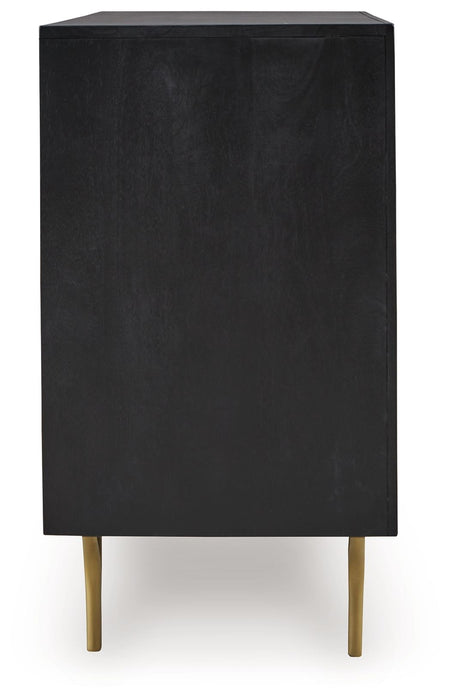 Tayner - Accent Cabinet - Black / Gold Finish