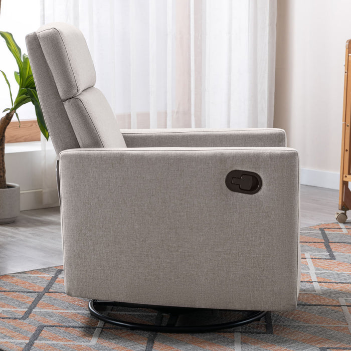 Modern Upholstered Rocker Nursery Chair Plush Seating Glider Swivel Recliner Chair