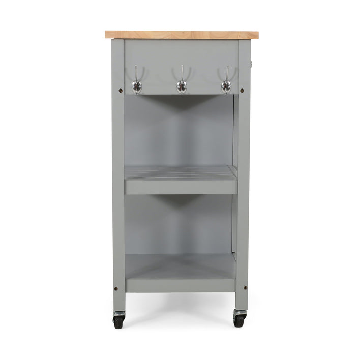 Aidah - Contemporary Kitchen Cart With Wheels - Gray