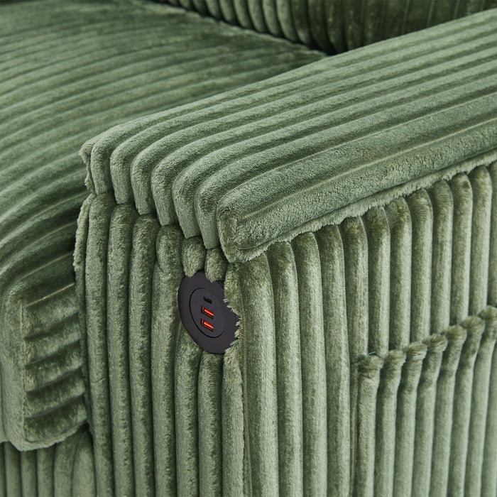 Modern 4 Seater Corduroy Sofa Couch With USB Ports And Hidden Storage