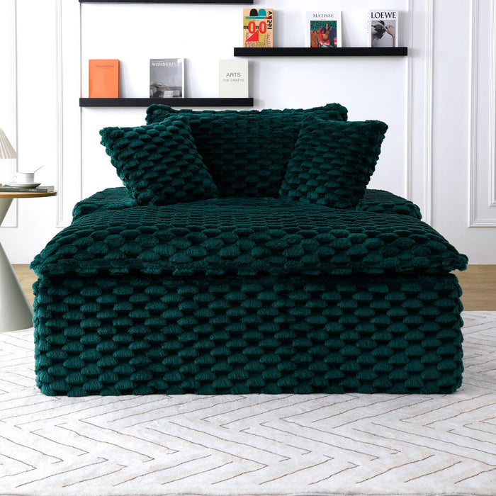Comfort Bearing Sofa With 2 Pillows And 1 Backrest - Green