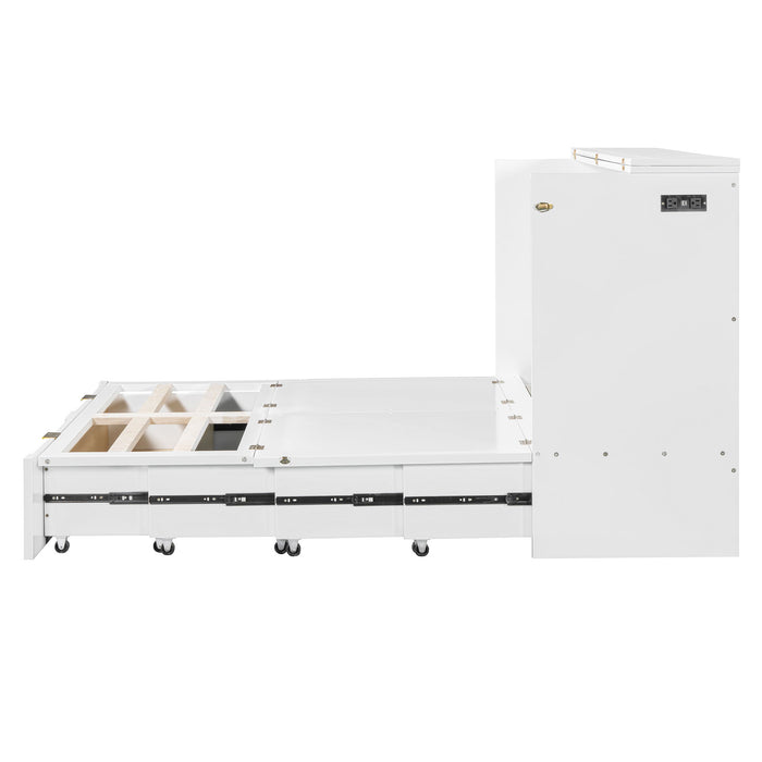 Murphy Bed With Drawer And A Set Of Sockets & USB Ports, Pulley Structure Design