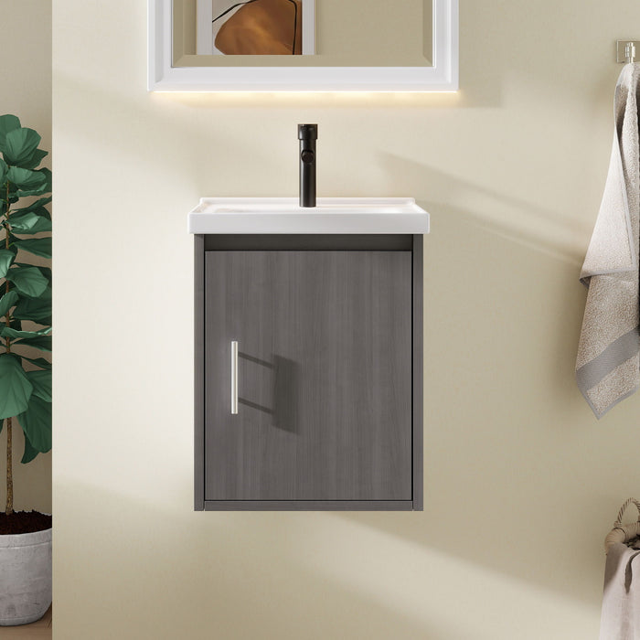 Floating Bathroom Vanity Combo, Wall Mounted Cabinet With Sink & Soft Close Doors For Small Bathrooms