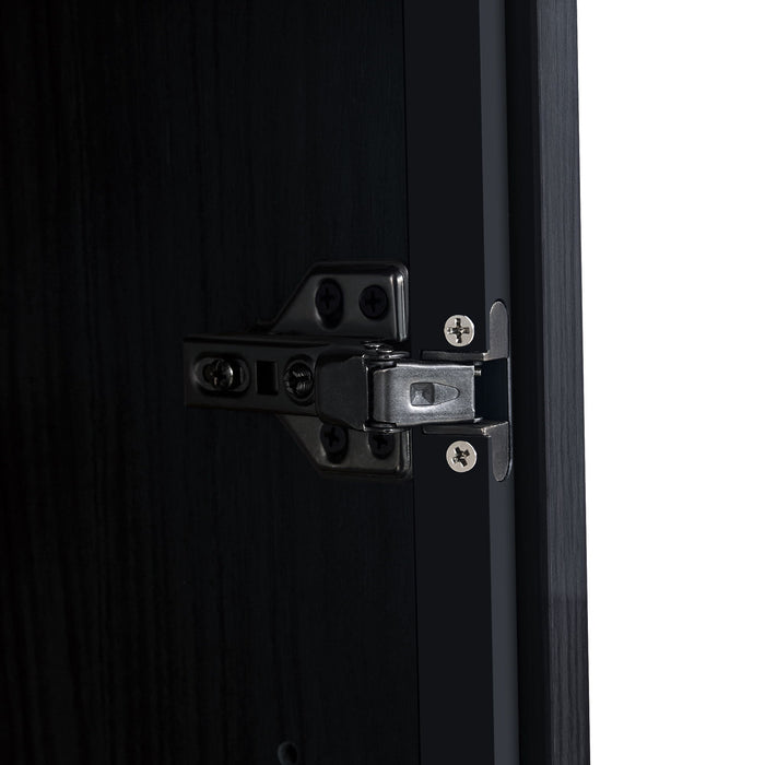 Modern Minimalist Style LED Curio Cabinet With Tempered Glass Door, Metal Legs