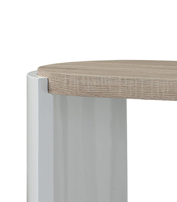 Acme Zoma Sofa Table, White High Gloss & Oak Finish Lv02416
