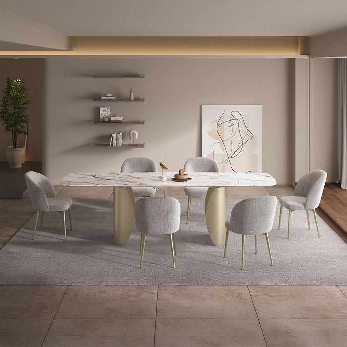 Cora - Dining Table - Ceramic Top & Golden Champange