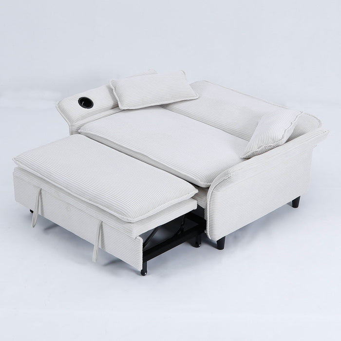 Modern Fabric Multi-Functional Sofa Bed With Adjustable Armrests And Backrests