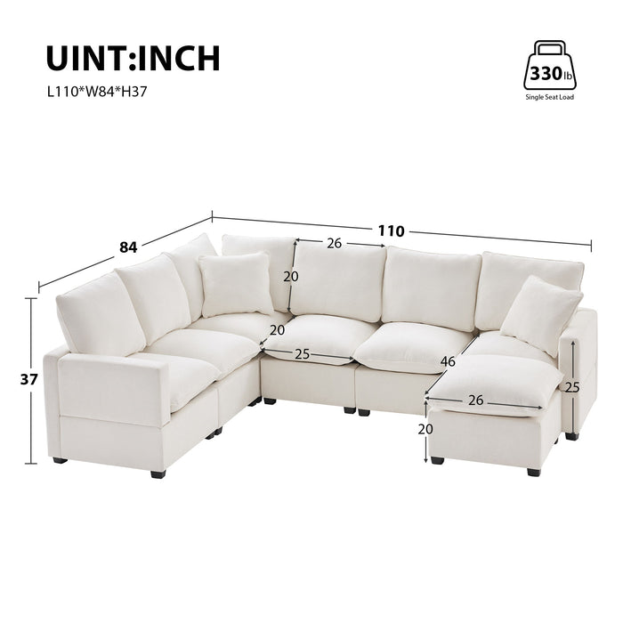 110 X 84" Modern U Shape Modular Sofa, 7 Seat Chenille Sectional Couch Set With 2 Pillows Included, Freely Combinable Indoor Funiture For Living Room, Apartment, Office