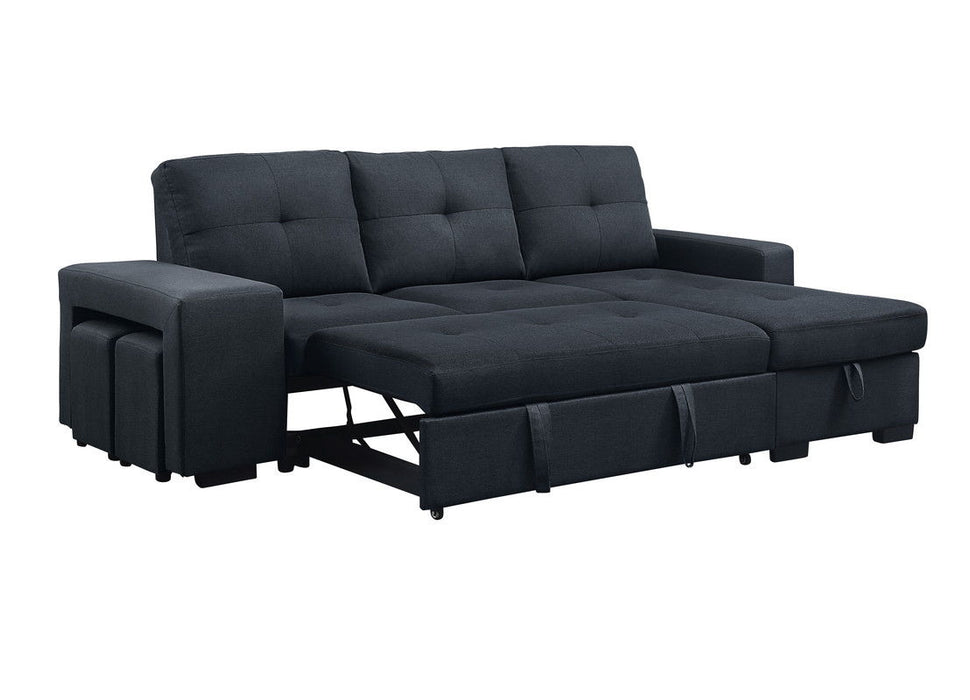 Lucas - Sleeper Sectional Sofa With Reversible Storage Chaise - Dark Gray