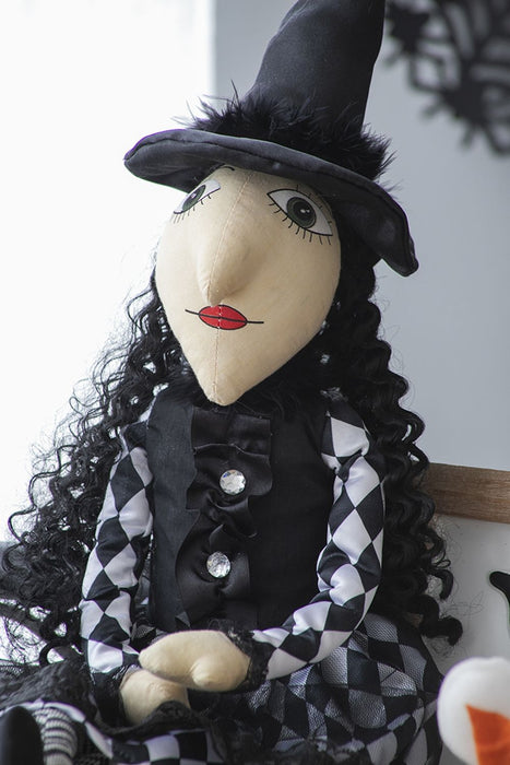 Halloween Sitting Witch Decor - Black