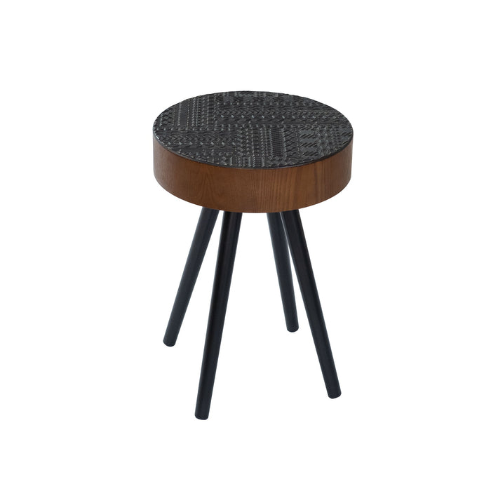 Round Coffee Table With Carved Top For Living Room