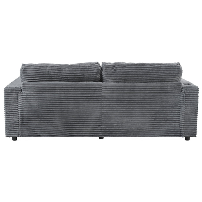 Oversized Loveseat Chaise With 2 USB Ports, 2 Cup Holders And 2 Throw Pillows