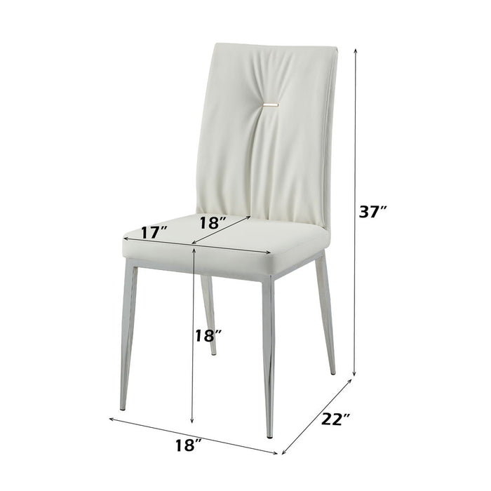 Kamaile - Side Chair (Set of 2) - Beige Synthetic Leather & Chrome