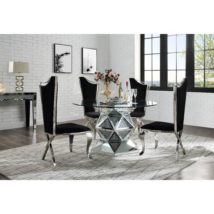 Noralie - 52" Round Dining Table - Mirrored & Faux Diamonds