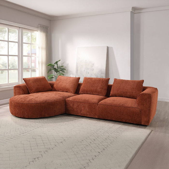 Aceso - Sectional Sofa With 4 Pillows - Rust Brown Chenille