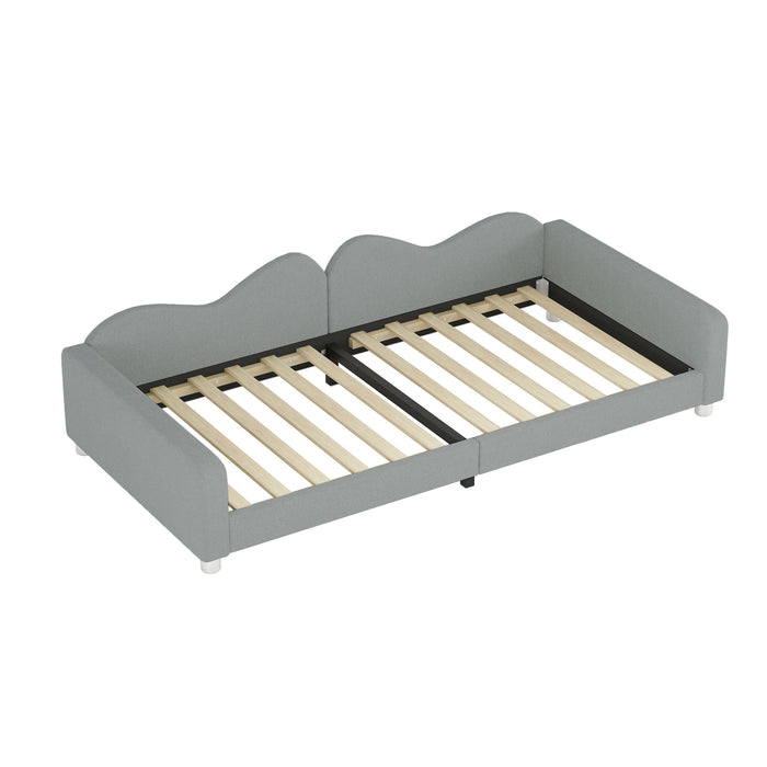 Upholstered Daybed, Sherpa Fabric Sofabed With Cloud-Shaped Backrest