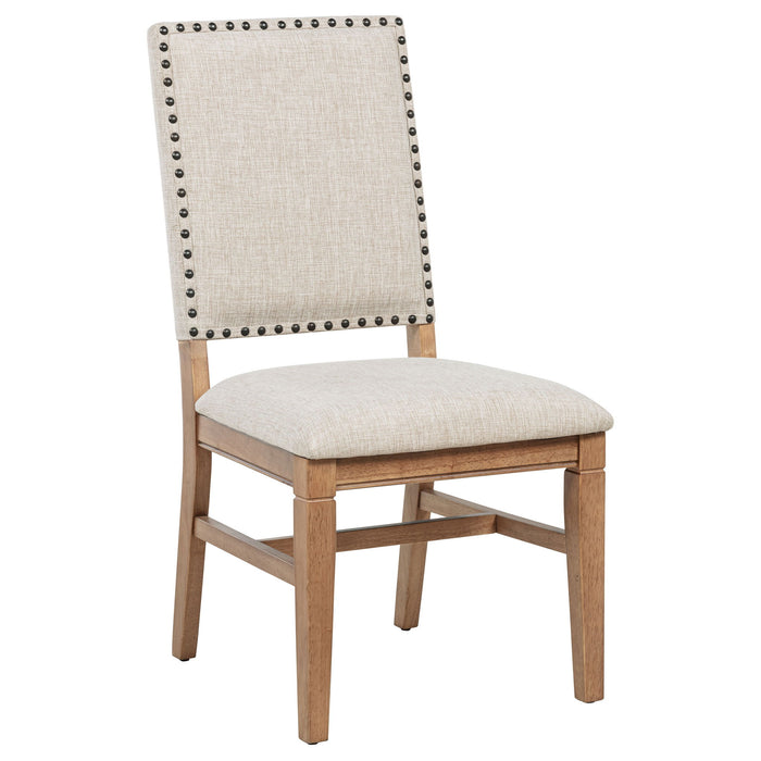 Carlos - 7 Piece Leaf Dining Set Table And Upholstered Chairs - Brown / Beige
