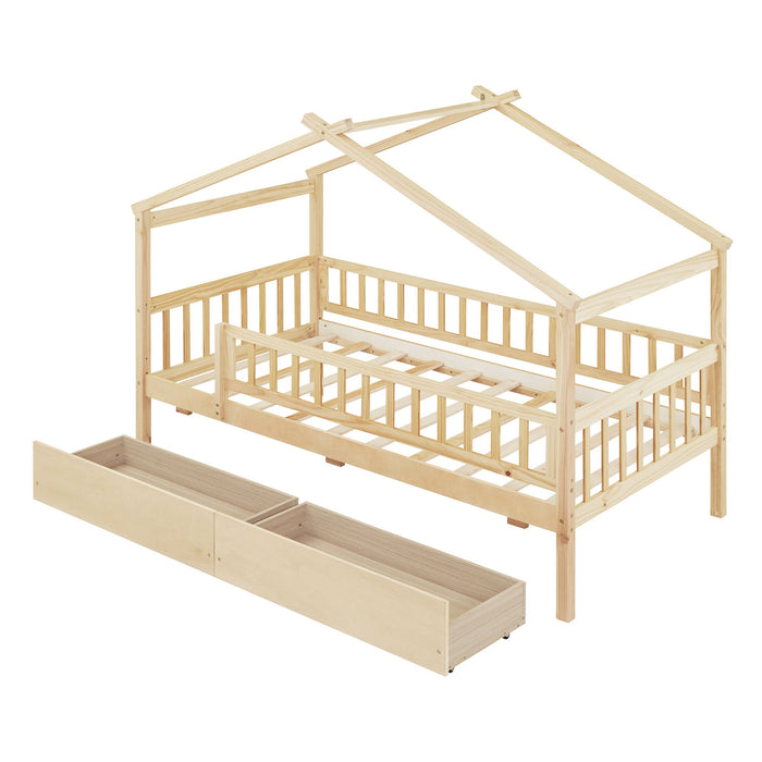 House Bed With 2 Drawers