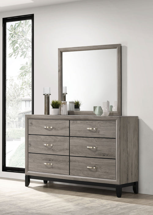 Valen 6-drawer Bedroom Dresser and Mirror Light Taupe