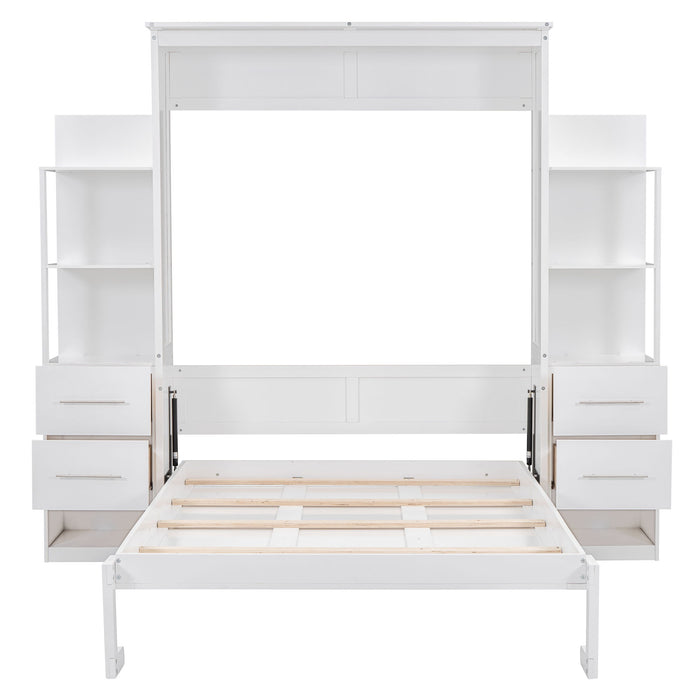 Murphy Wall Bed With Shelves, Drawers And LED Lights