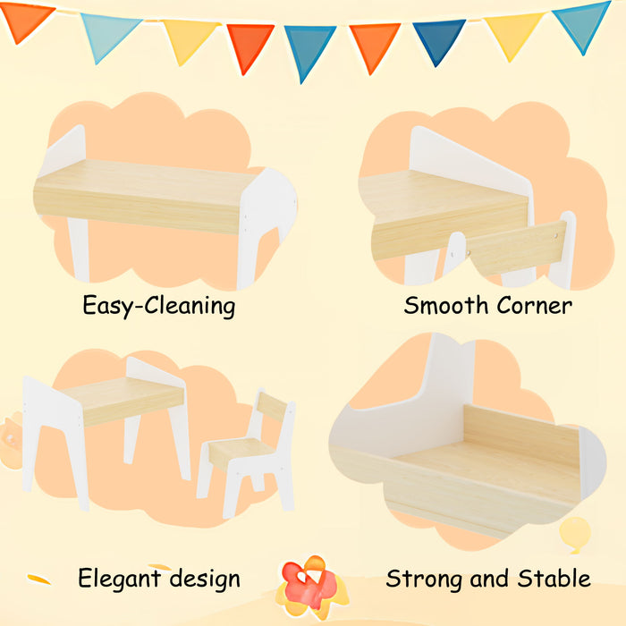 Table Set With 1 Chair, Children Study Table For Ages 2 - 8 - White