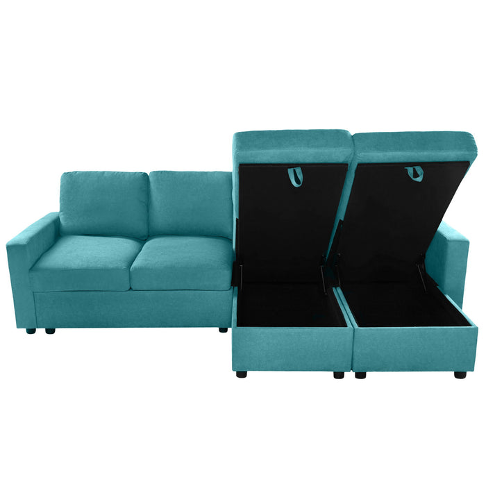 Convertible Sectional Sofa With Storage Chaise Lounges And USB Ports