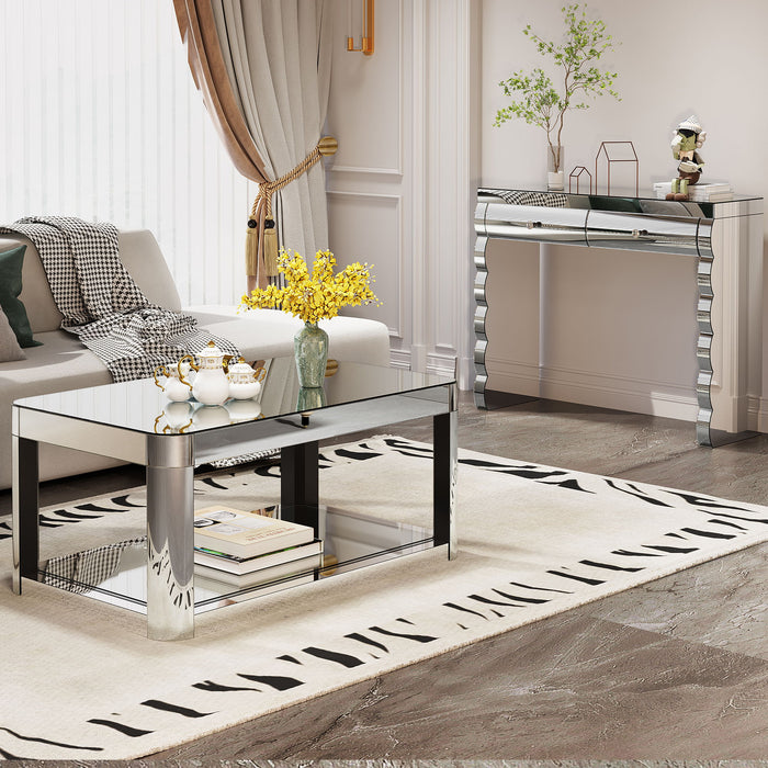 Console Table With 2 Drawers For Living Room - Silver