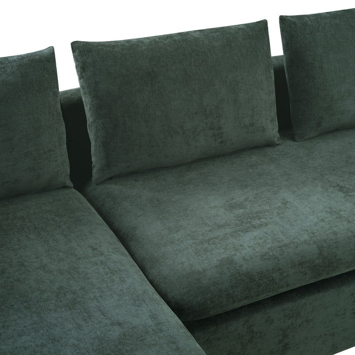 Modern L Shaped Sectional Sofa With Chenille Upholstery And Wooden Storage
