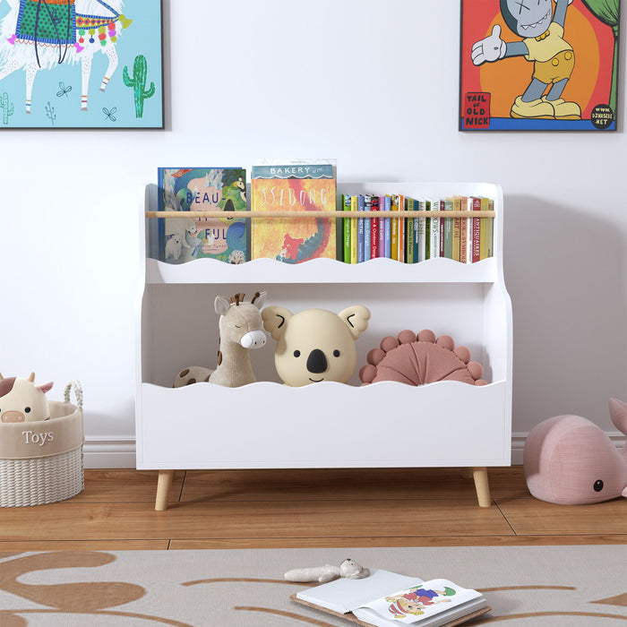 Kids Bookcase, Children Book Organizer Toy Storage Cabinet - White