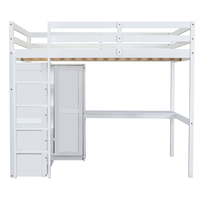 Loft Bed With Built In Wardrobe, Desk, Shelves And Drawers