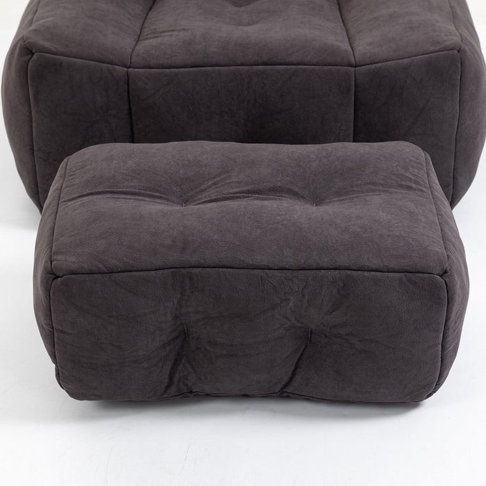 Modern Indoor Fluffy Bean Bag Chair With Memory Foam And Ottoman, Super Soft