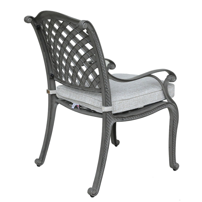 Indoor Outdoor Aluminum Dining Chair With Cushion, Golden Gauze
