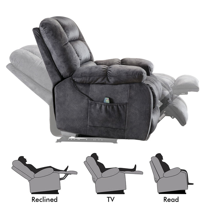 Massage Recliner Chair With Heat And Vibration, Soft Fabric Lounge Chair Overstuffed Sofa Home Theater Seating (Gray)