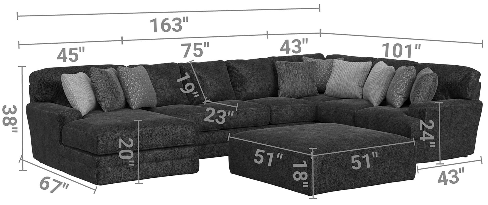 Mammoth - Sectional With Cocktail Ottoman