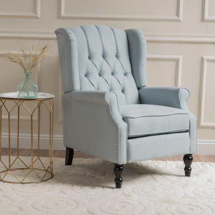 Armchair Recliner With Pushback Mechanism And Wingback Design